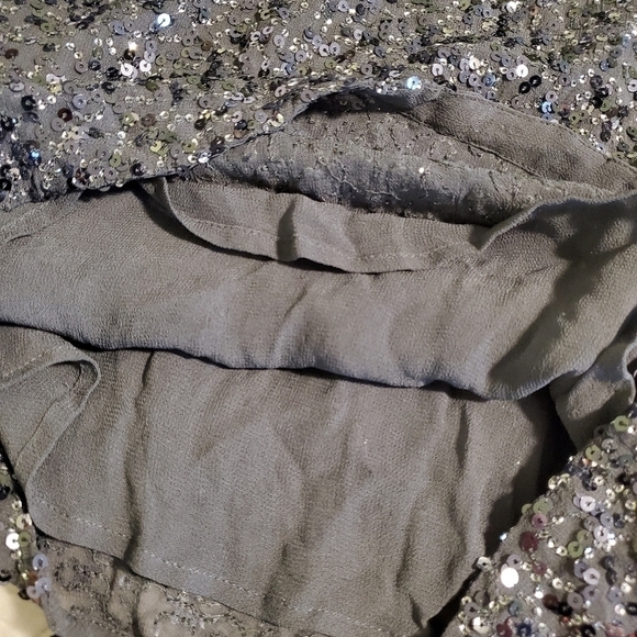 NWT Michael Michael Kors GunMetal Metallic Sequin-Chiffon Top size XS $225 - Picture 7 of 10